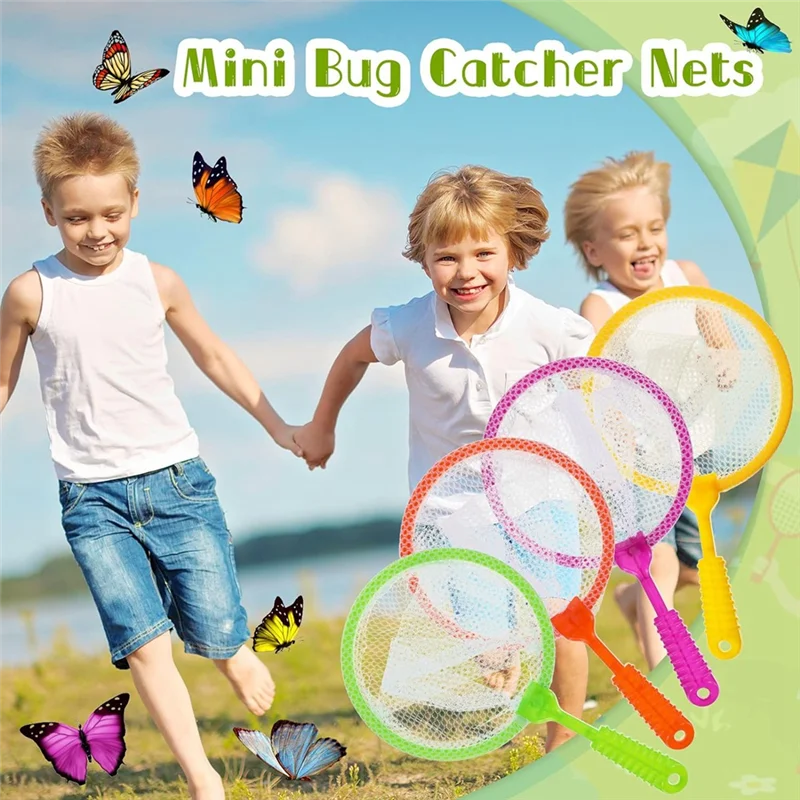A48U 24-teiliges Schmetterlings-Insektennetz für Kinder, Insektensammelnetz, Insektenfänger, Fischernetz, Wissenschaft, Naturforschung, Werkzeuge