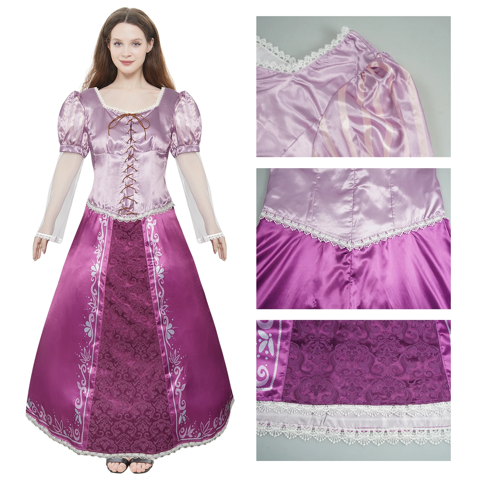 

Princess Costume Halloween Carnival Party Girls Adult Cosplay Outfit Fancy Purple Dress