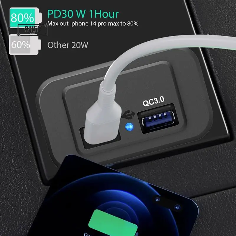

A45F-6PCS 12V/24V RV USB Outlet, Dual PD3.0 Type-C (USB C) & Quick Charge QC3.0 USB-A Port Panel Mount Car USB Socket Charger Du