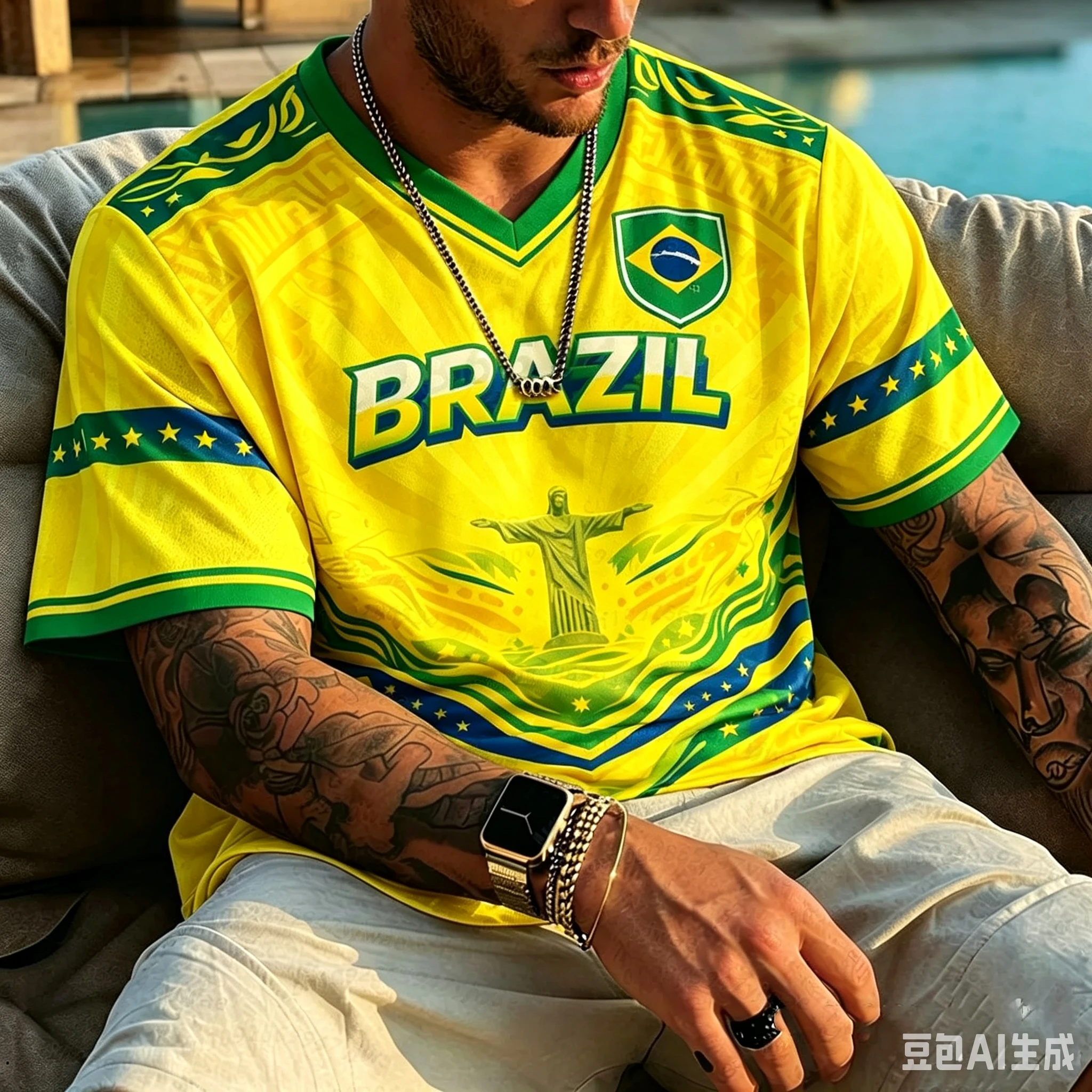 2026 Brasilianisches Fußballtrikot für Herren und Damen, Klassisches Brasilianisches Kurzarm-T-Shirt mit Rundhalsausschnitt