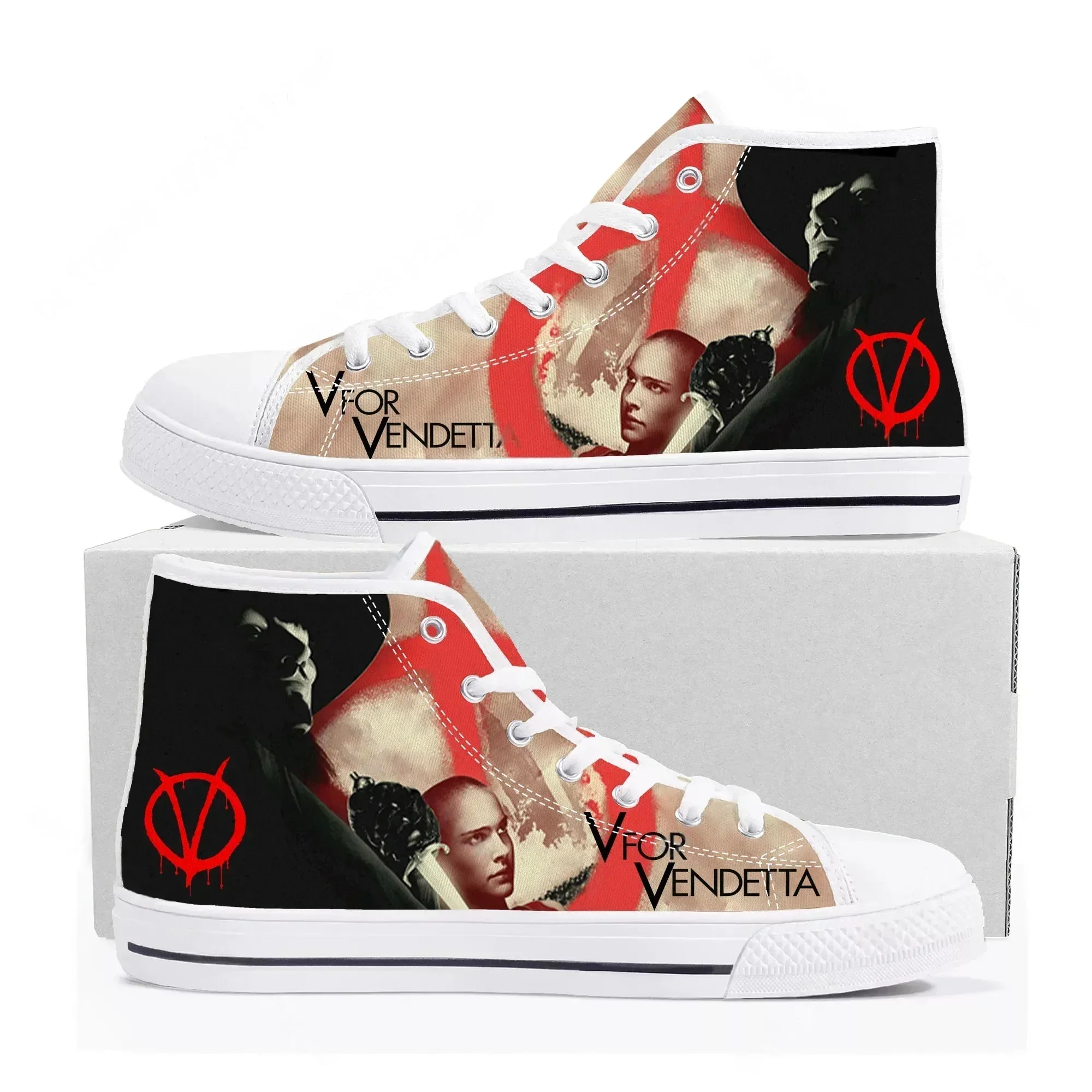

Кроссовки V for Vendetta Movie High Top для мужчин, женщин и подростков, высококачественные кеды из канваса, повседневная обувь для пар, обувь на заказ