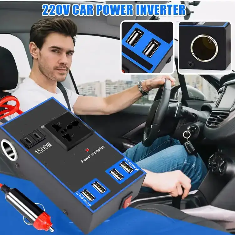 1500W Car Power Inverter Portable 12V 24V To 220V USB Auto 4 Ports With Socket Inverter Fast Charging Universial Adapter Inverte