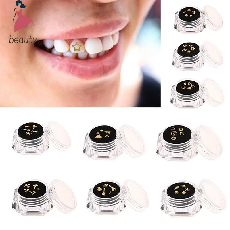 Tachuelas de dientes de cristal de diamante Dental, adornos de dientes de Metal, gemas de dientes, joyería, decoración de dientes, 5 piezas por caja