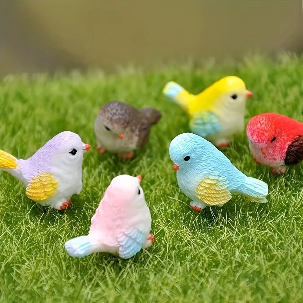 Random Color Simulated Resin Bird Figurines DIY Micro Landscape Bonsai Car Fairy Garden Decor Mini Craft Gifts