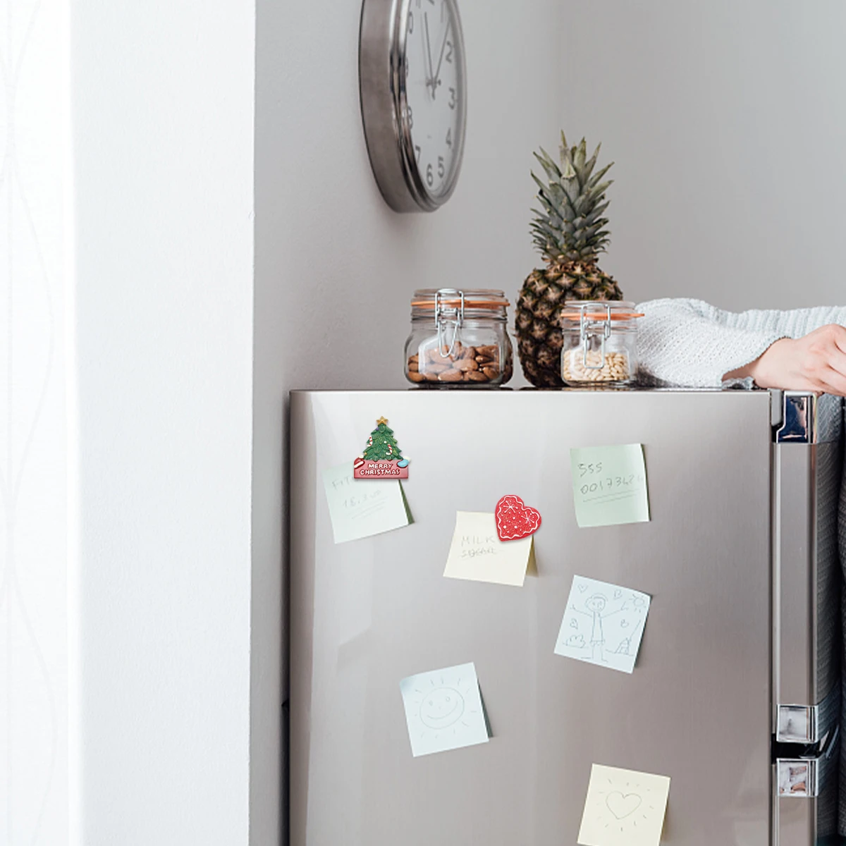 5 pçs adesivos de geladeira ornamento de resina para o natal diy decoração adorável artesanato material adorável pingente acessório