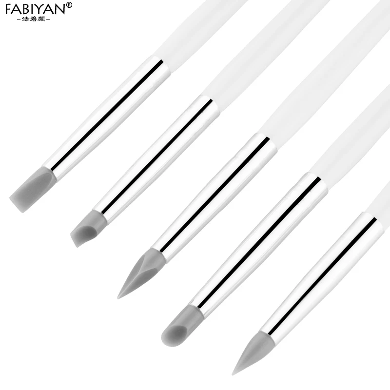 Soft Silicone Black Head Sculpture 3D Effect DIY Carving Craft Brushes Nail Art Pen Painting Dotting Manicure Tool 5Pcs