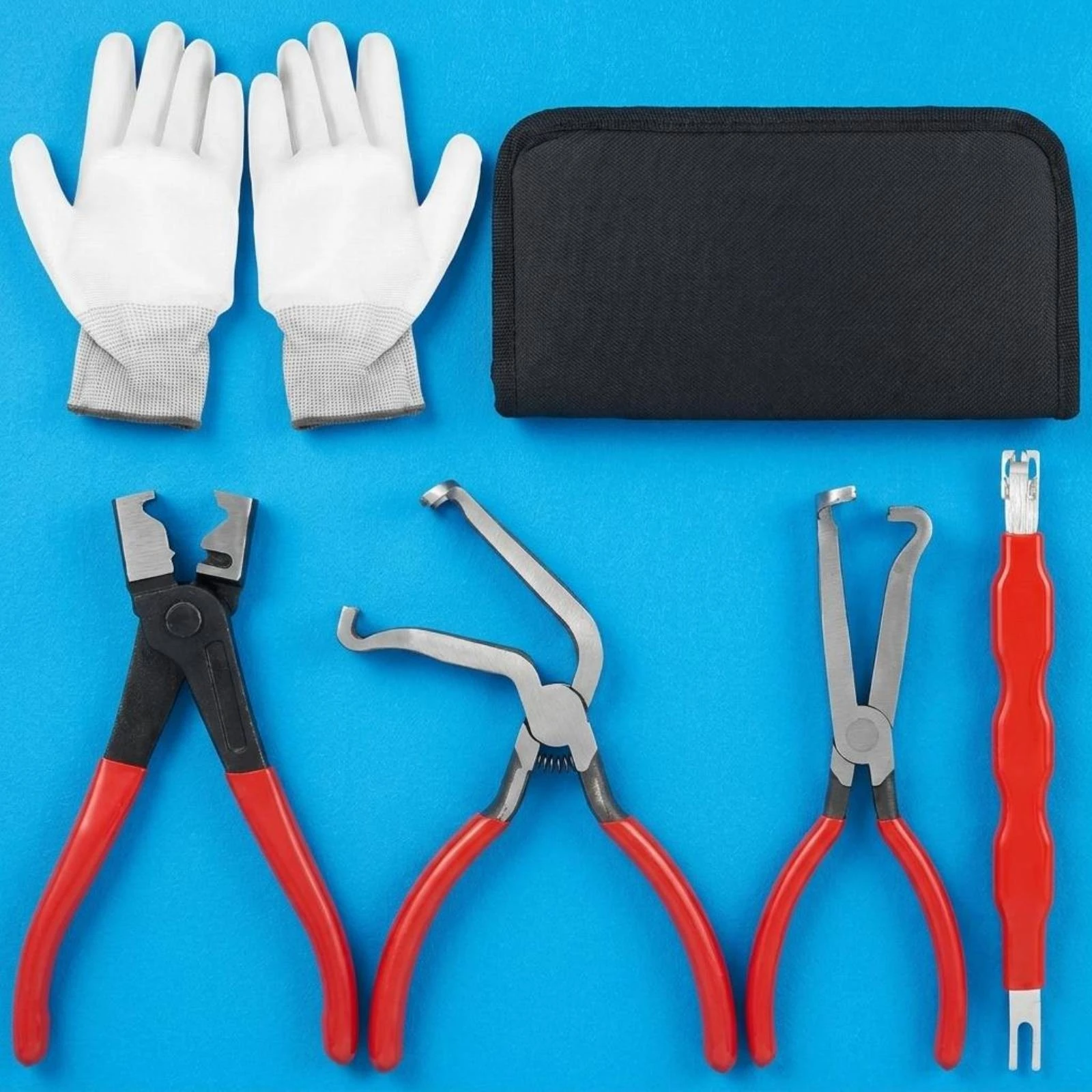 4 Pieces Automotive Specialty Pliers Set Zippered Case 4 Piece Plier Kit Plier Set Non-Slip Handle Hand Tools for Car Repair
