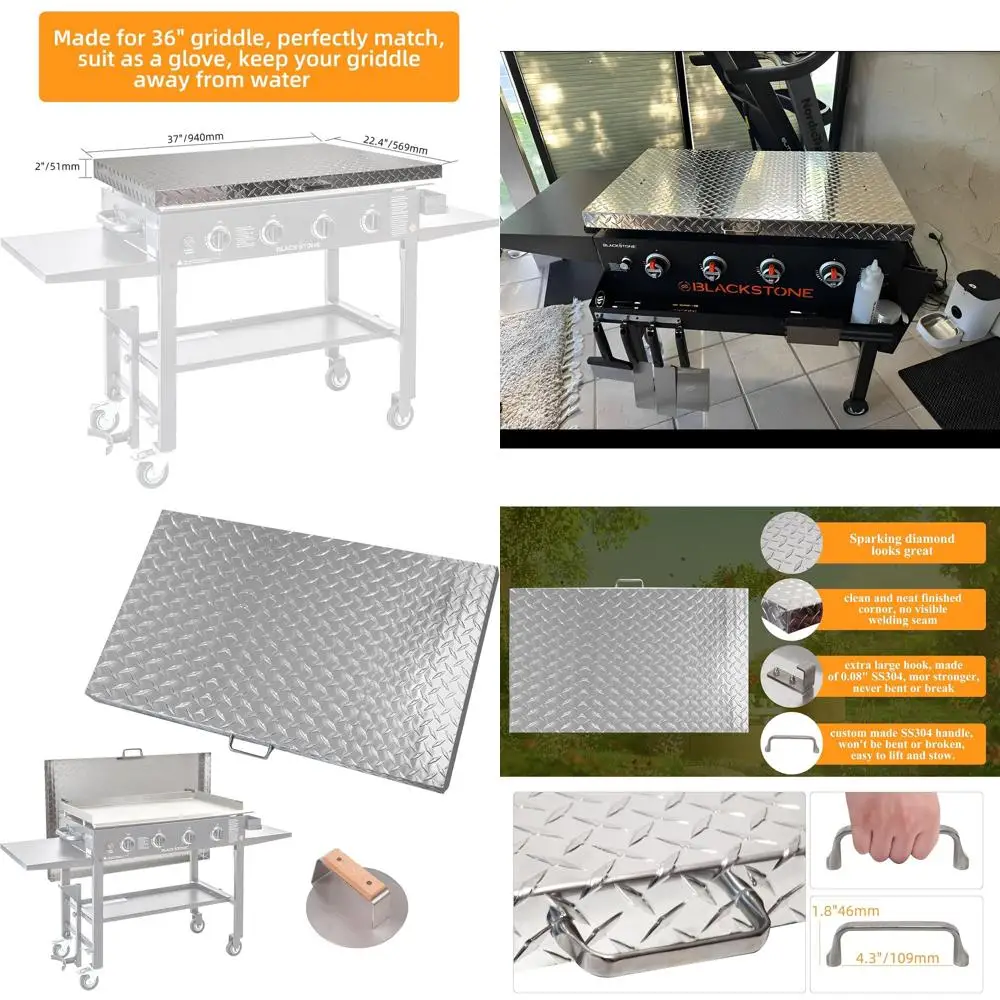 

36 Griddle Lid for Blackstone Griddle - Diamond Aluminum with Stainless Steel Handle, Waterproof and Dustproof