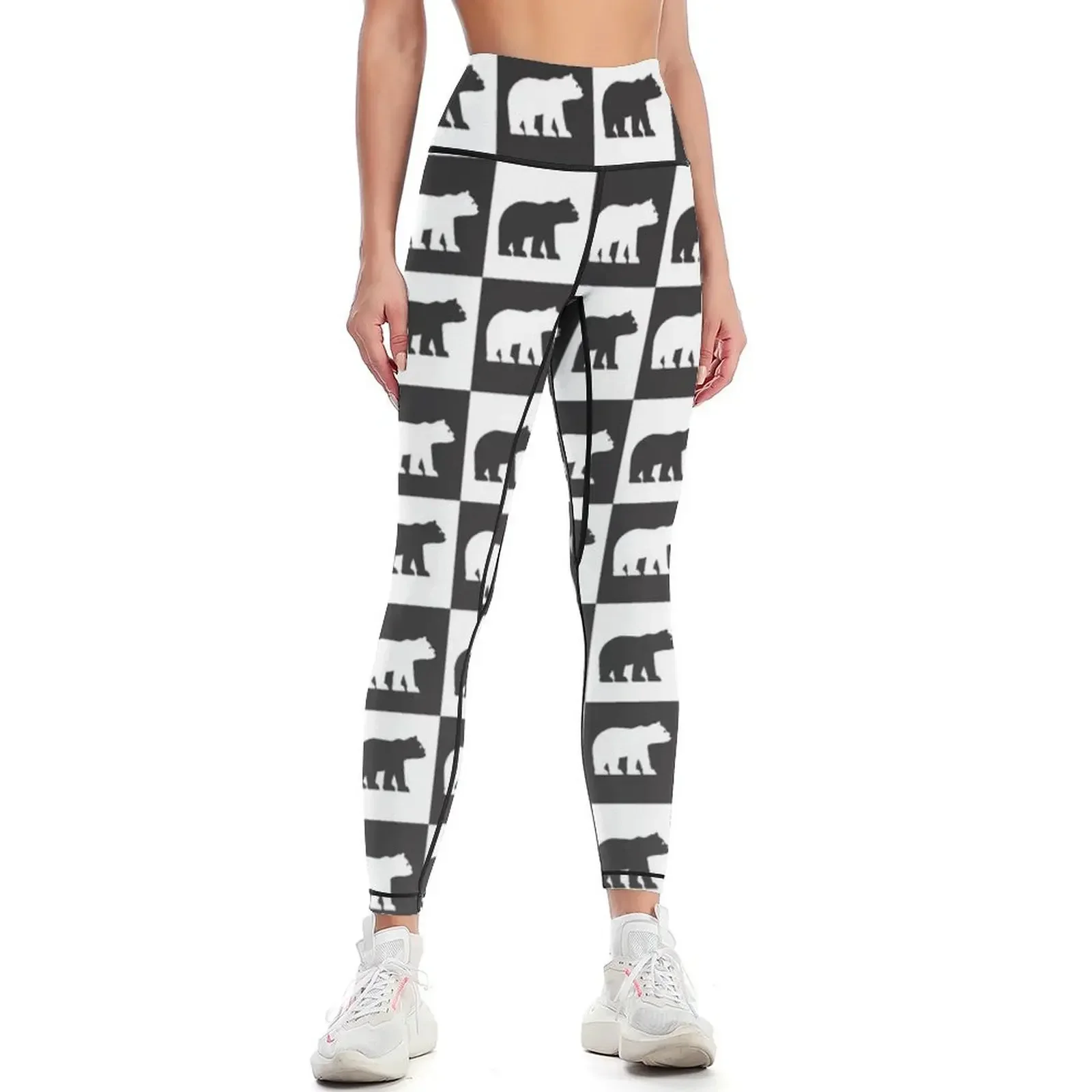 

Black And White Bear Design Leggings Women's sports pants push up tights for workout clothes for gym pants Womens Leggings