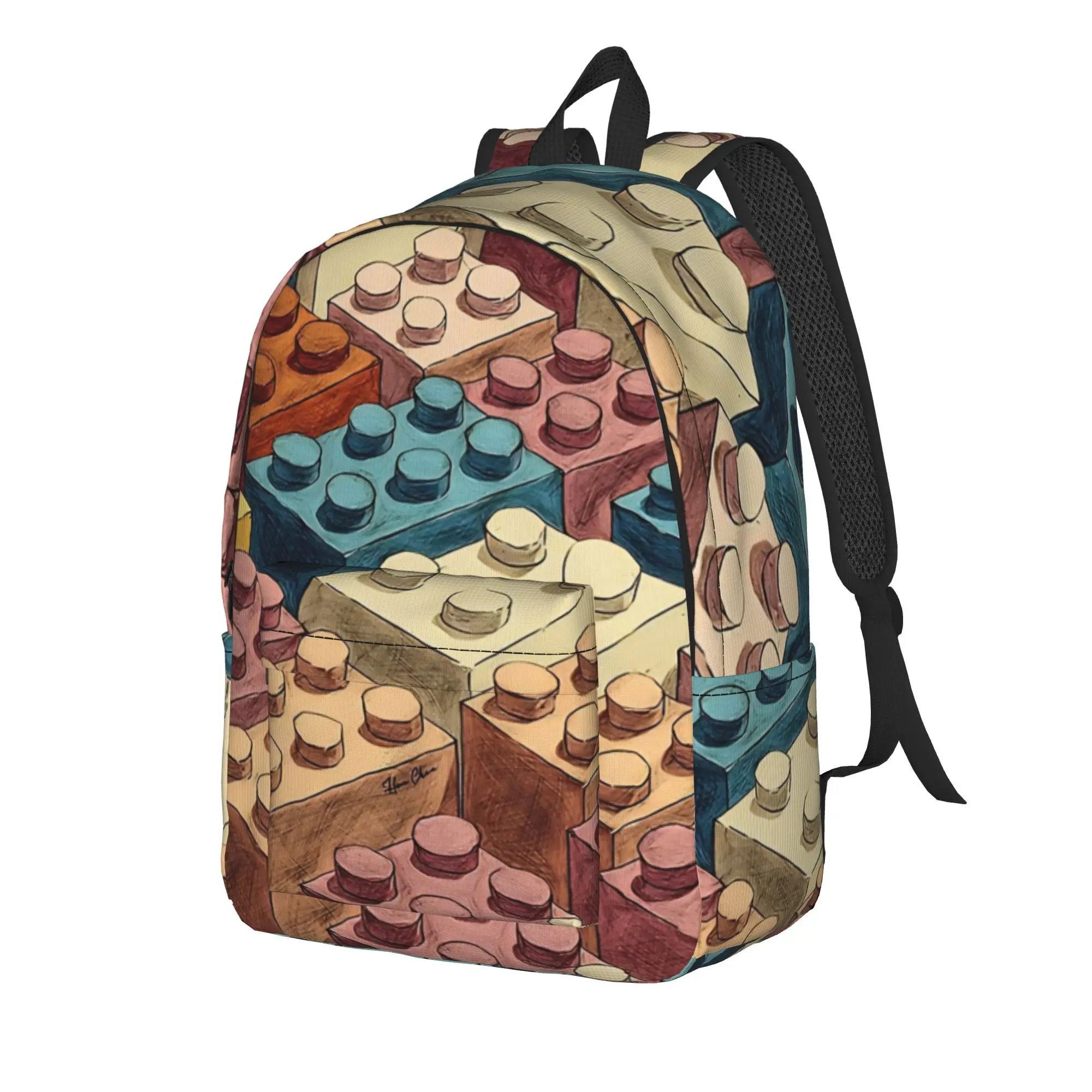 Toy Blocks Landscape  Backpack  Pretty Backpacks Male Hiking Pattern School Bags Designer Rucksack