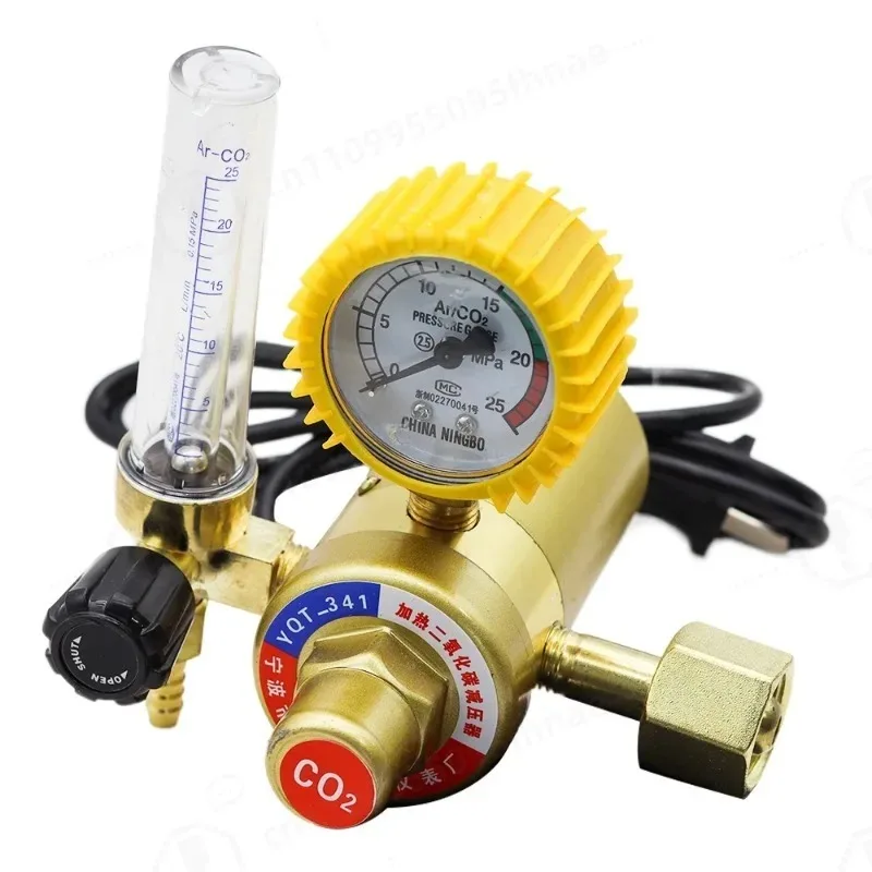 36/110/220V Heated CO2 Pressure Regulator, Carbon Dioxide Pressure Reducer with Gauge Flowmeter for MIG TIG Welding