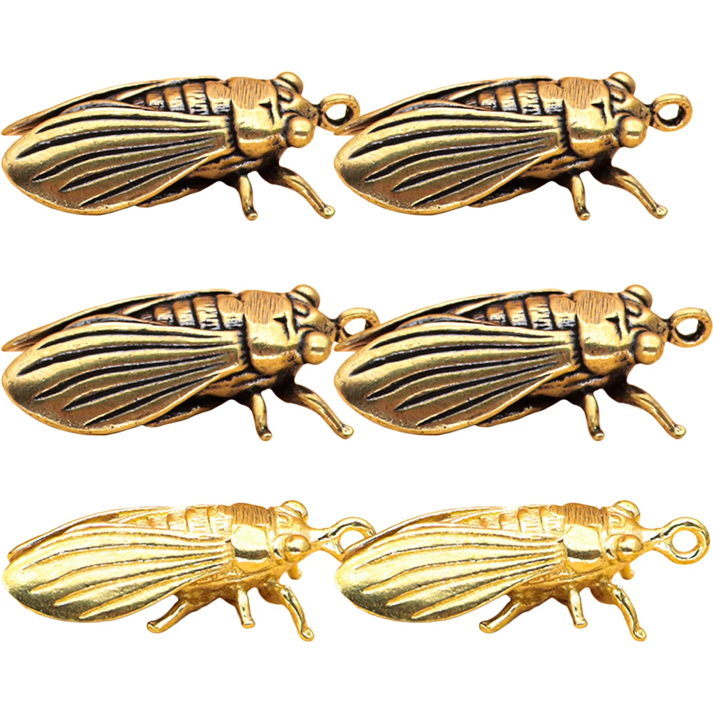 

6 Pcs Antique Vintage Retro Brass Insect Ornaments Cicada Figurines Tabletop Decor Statue Craft Statues Decorations