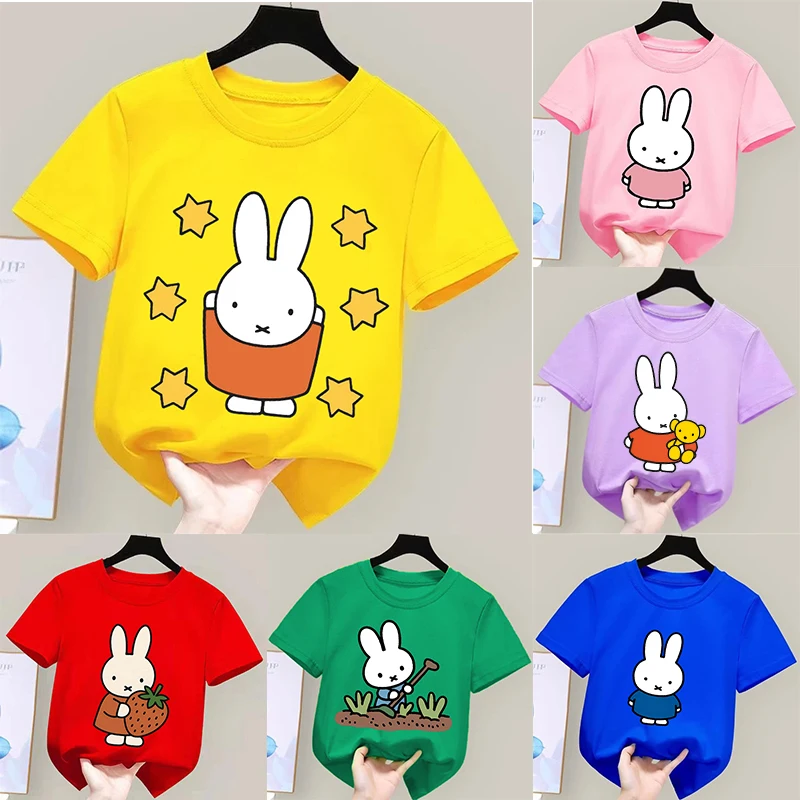 

Miffy Rabbit Kid Clothes Girl Boy Summer T-Shirt Baby Combination Tees Shirts Kawaii Kid Casual Clothes Girl Boys Harajuku Tops