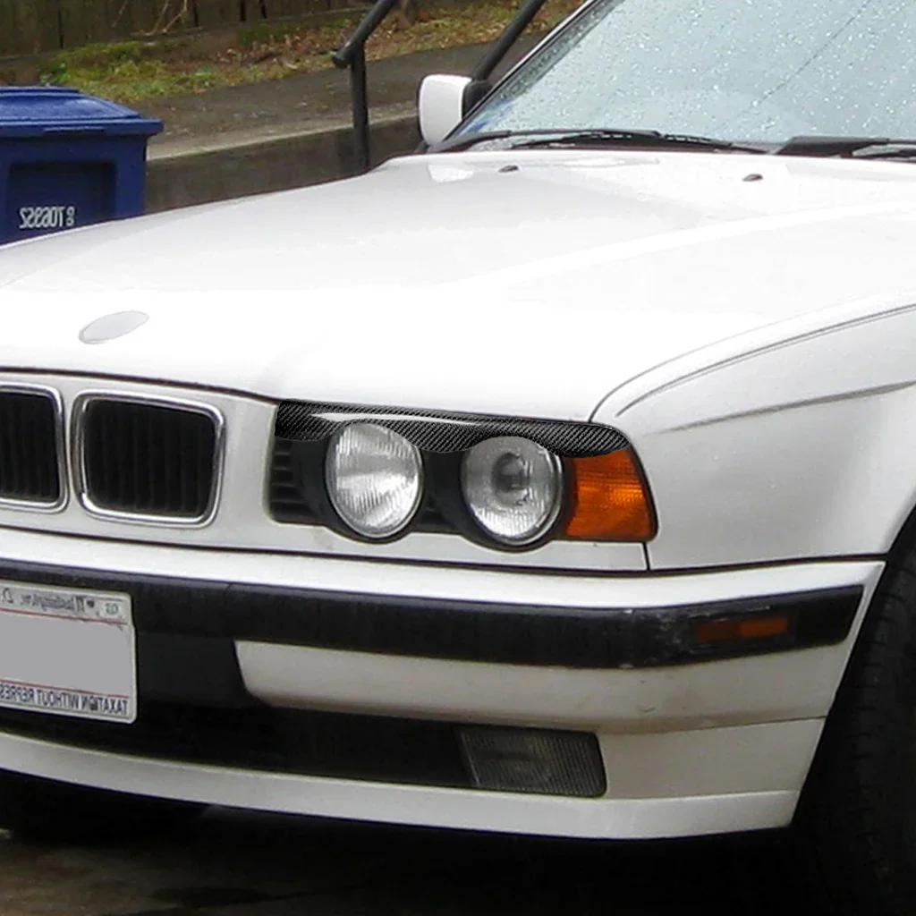 

GEFENSI Car Headlights Eyebrow Eyelids Stickers Trim Cover For BMW 5 Series E34 1988 1989 1990 1991 1992 1993-1996 Real Carbon F