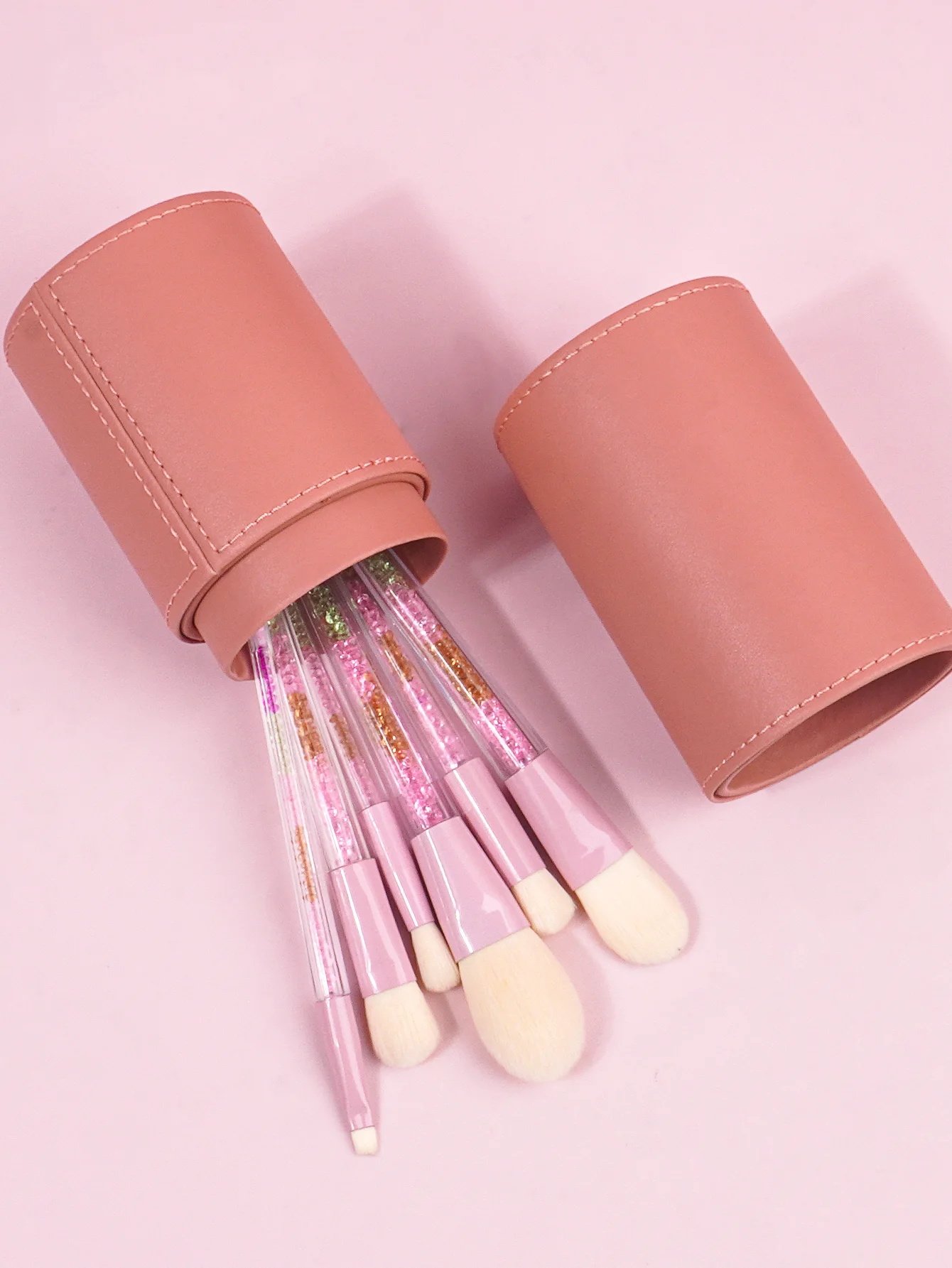 1pcs Makeup Brushes Cylinder PU Leather Pouch Travel Organizer Brushes Cosmetic Case Empty Portable Holder Make up Bucket