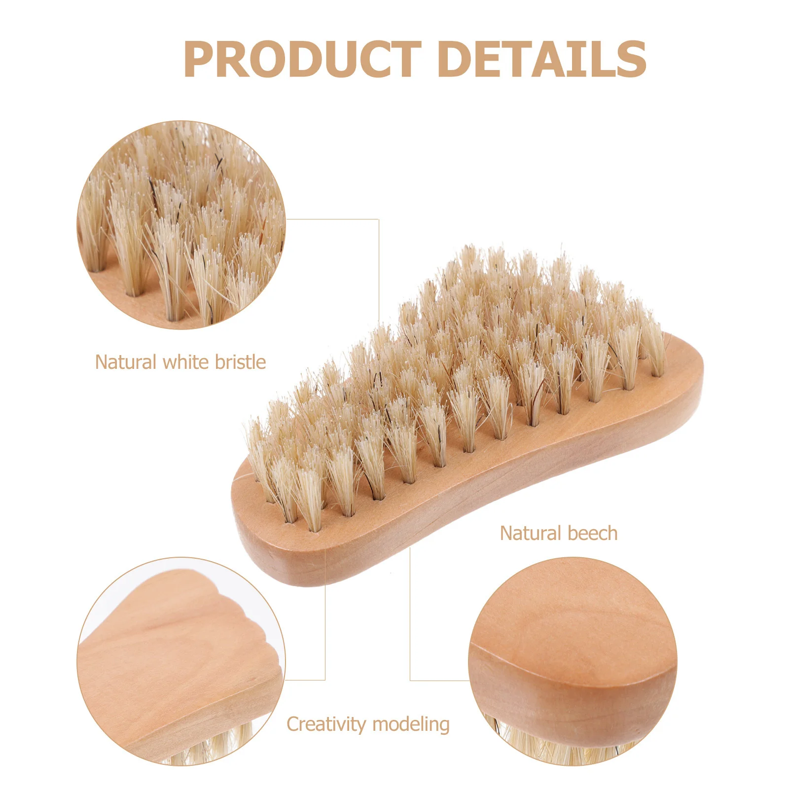 1Pcs Compact Wooden Nail Brush for Large Area and Partial Cleaning Durable Bristles Portable Nail Care Tool Fingernail Brush