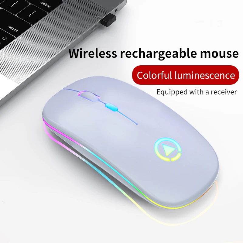 Перезаряжаемая беспроводная мышь 2,4 ГГц, компьютерная мышь с приемником для ПК, ноутбука Macbook