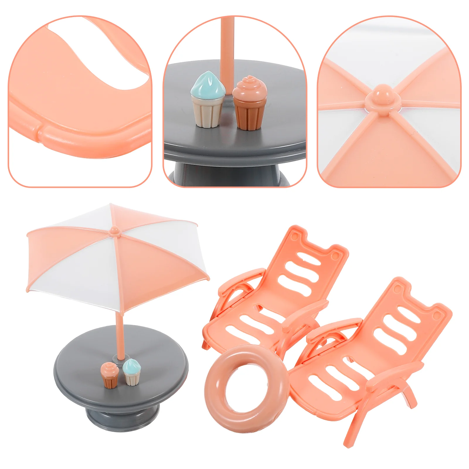 

Beach Chair Set Kids Plaything Mini House Decor Model DIY Props Table for Abs Miniature Simulated Furniture Accessory