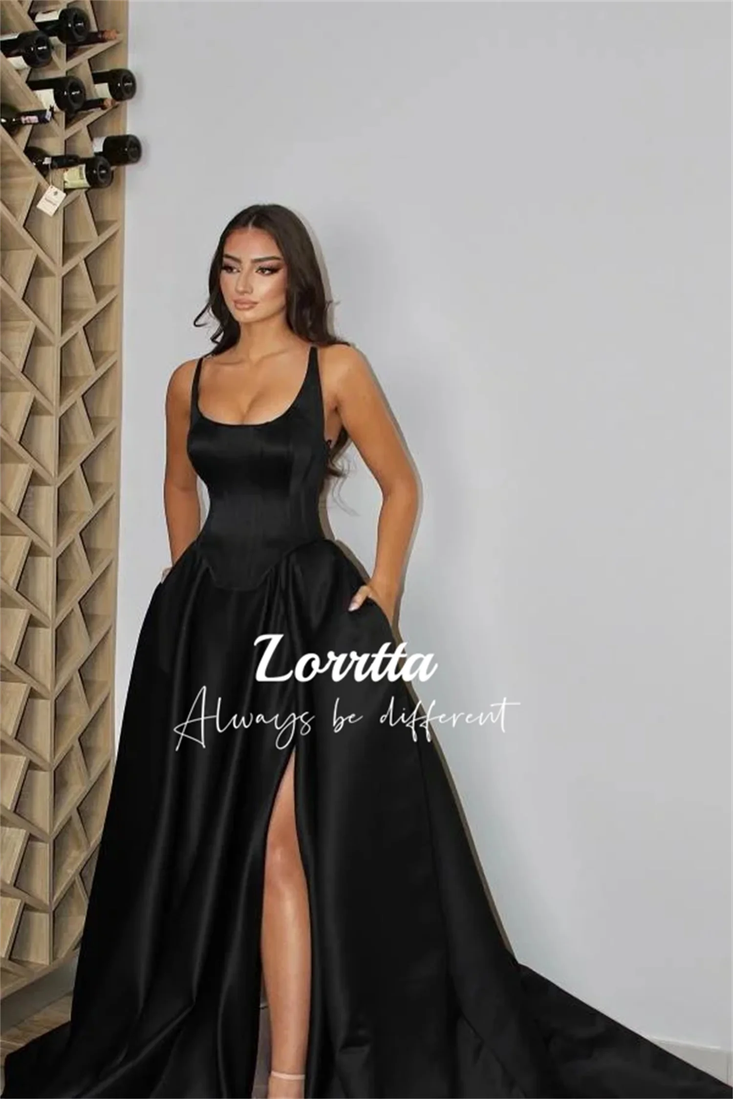 

Lorrtta Black A Line Slit Scoop Collar Strapless Simple Elegant Party Dresses for Women 2024 Pretty Women's Long Evening Dress