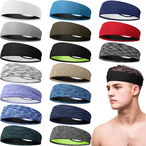 Imagen 2 del producto Diadema deportiva para hombre y mujer, banda elástica para el sudor para gimnasio, Fitness, correr, Yoga, diadema, bandas para el cabello absorbentes transpirables de secado rápido