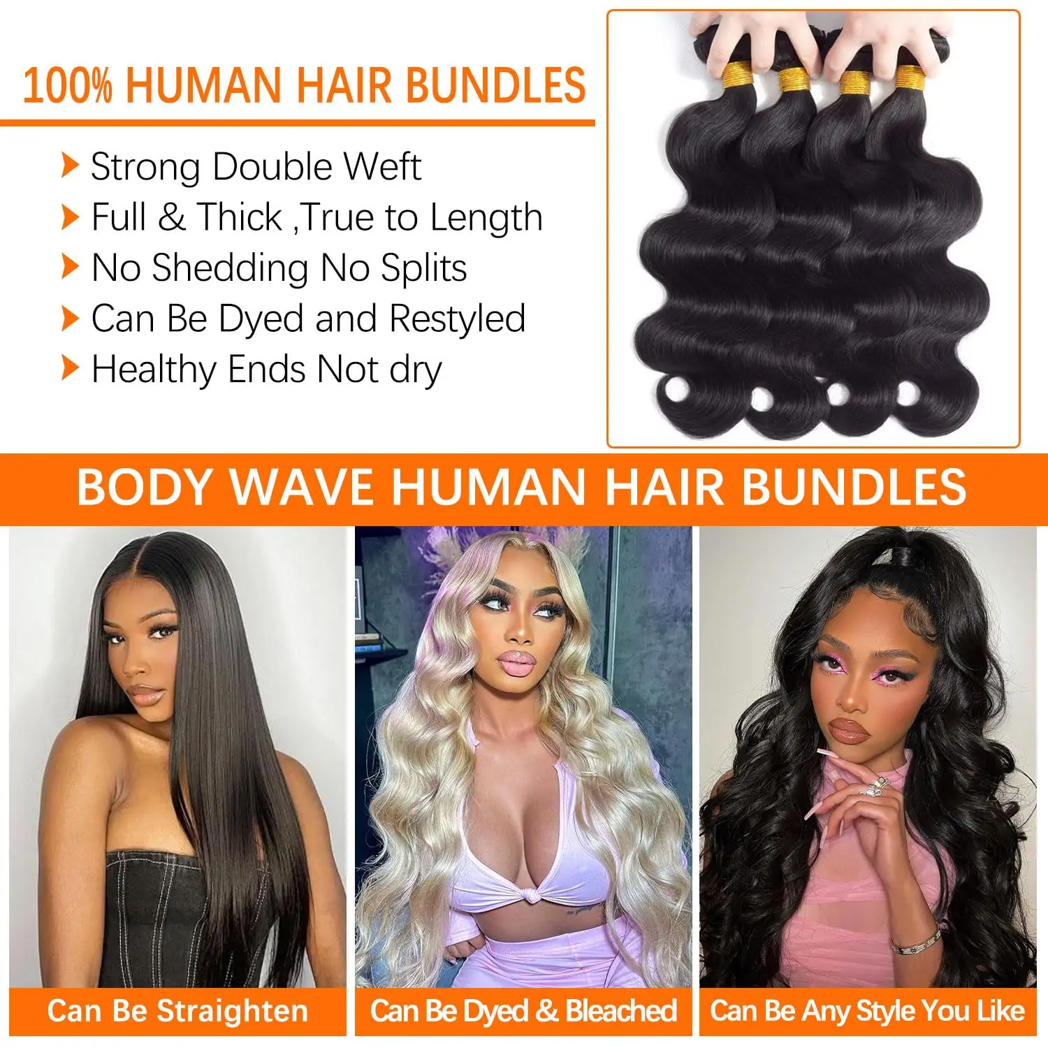 30インチ、32インチ、34インチのボディウェーブヘアエクステ、16Aブラジリアンヘアウィーブバンドル、100%未加工レミー人毛（女性用）