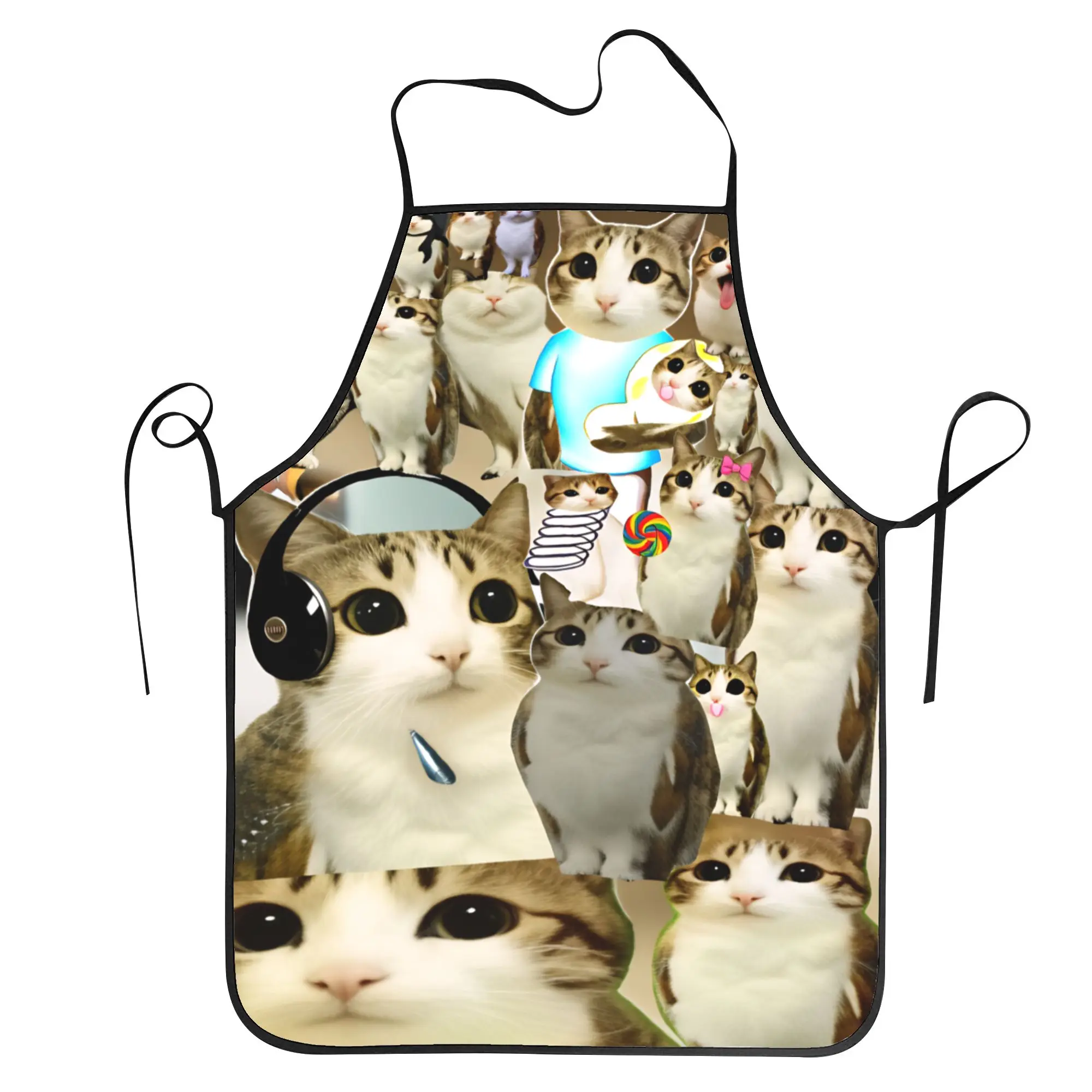 

Cosmic Meowl Cat Meme Kitten Apron Household Manicure Kitchen Accessories Home Custom Aprons without Pocket