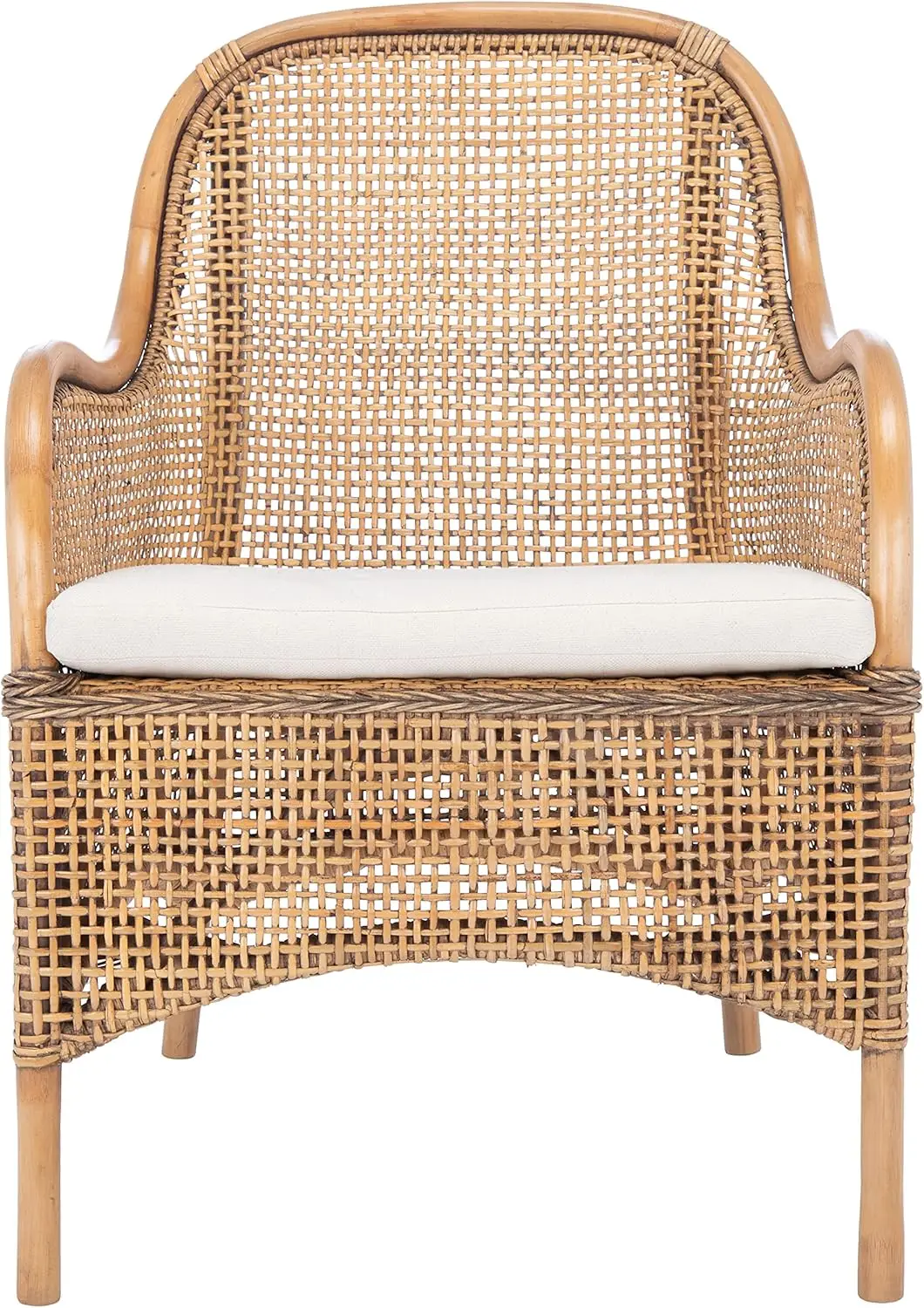 

Safavieh Home Collection Charlie Dark Natural Rattan Cushion Accent Chair, 0, White Washed/White