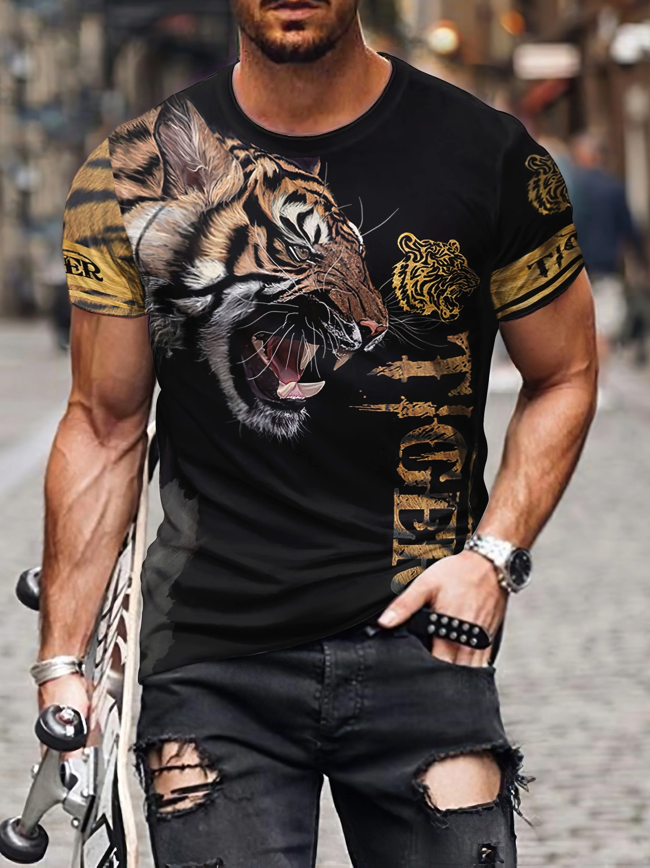 New Popular T-shirt Men Animal Lion 3d Print Fashion Short Sleeve Top Fallow Sport Fitness TShirt Comfort And Breathable Summer