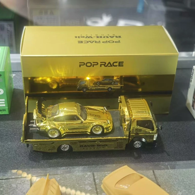 POPRACE1:64 Mitsubishi PANDEM FUSO-300 Flatbed Trailer set HEC Beijing Exhibition Limited Alloy Car Model