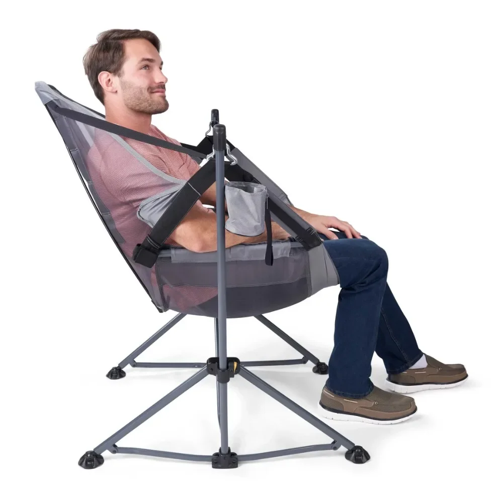 New Ozark Trail Reclining Mesh Hammock Chair, Gray, Made with Polyester