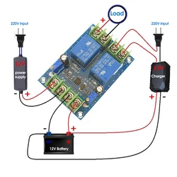 Módulo de conmutación automática de fuente de alimentación 10a 12v panel de control de carga de fuente de alimentación de batería componente de disyuntor de emergencia con falla de alimentación