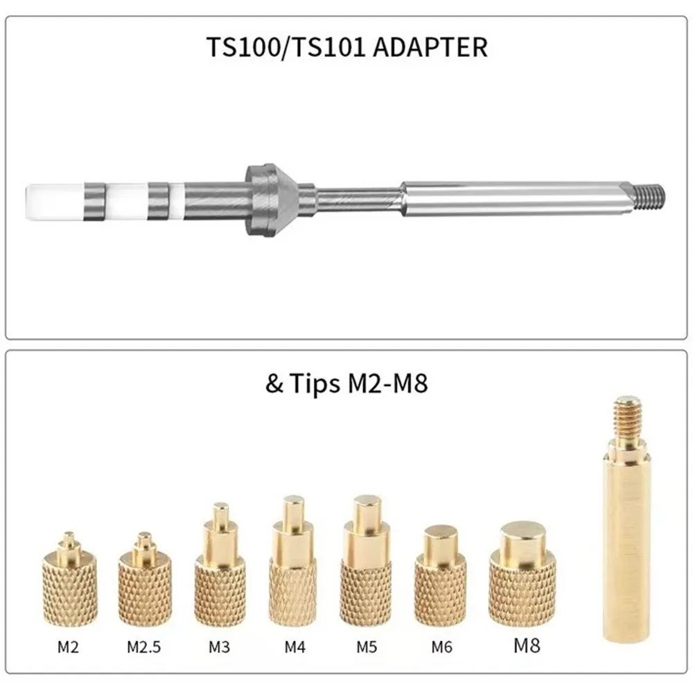 TS100 TS101 Adapter Tips M2-M8 Heat Insert Nut Iron Tip Metal Hot Melt Nut 3D Printing Part for Standard 936 Solder Iron Heads