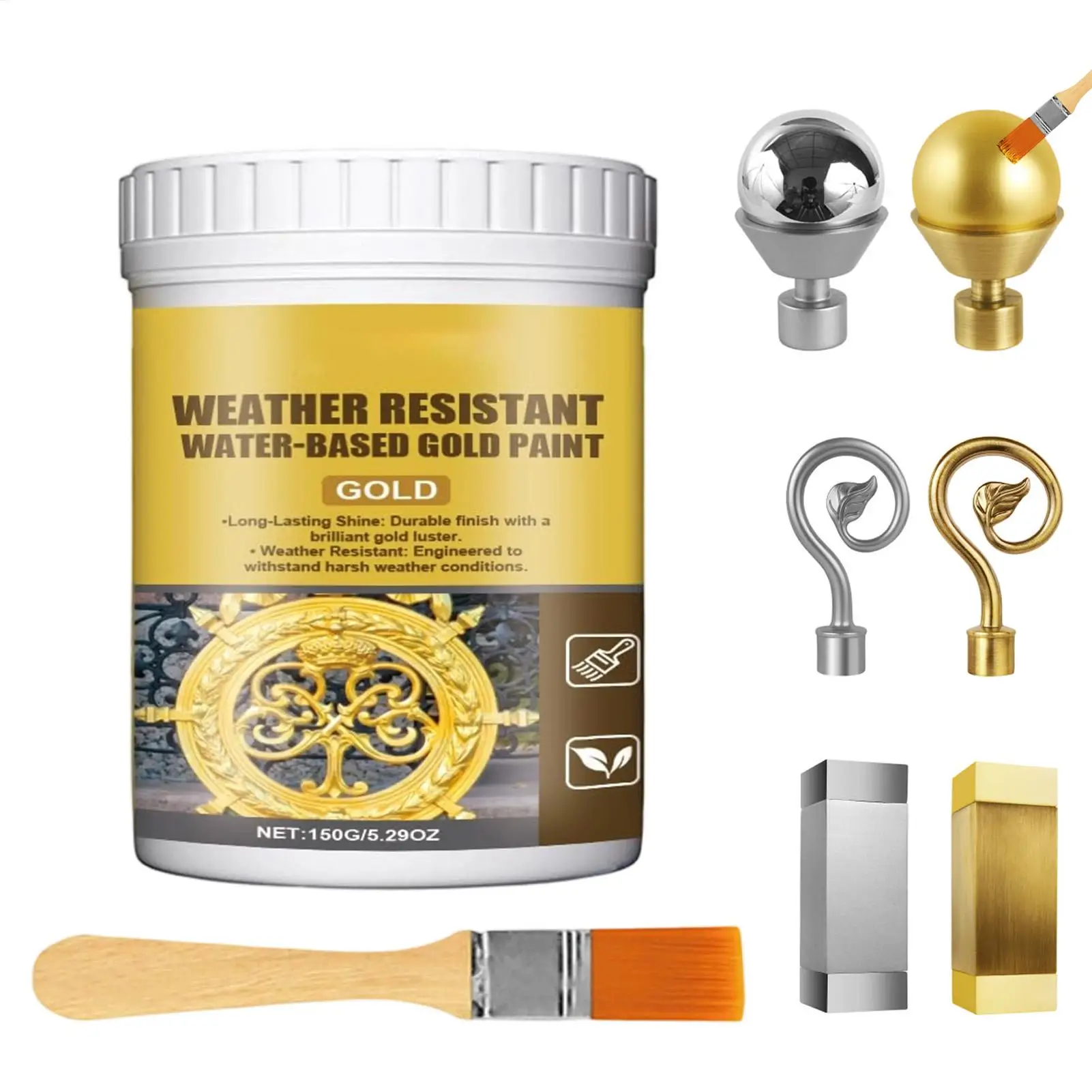 150g Gold Paint for Wood Art Liquid Exterior Decoration Paint for Arts Crafts Painting Furniture Jewelry Wall Scrapbooking