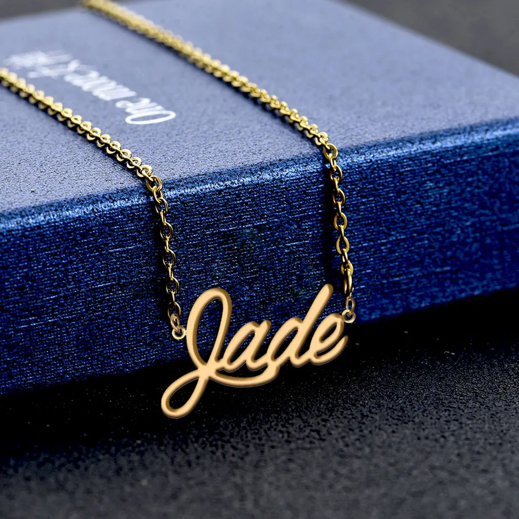 

Personalized Jade Name Necklace for Women Nameplate Stainless Steel Gold-plated Jewelry Birthday Anniversary Gift