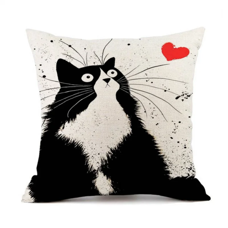 European-style cotton linen digital printing cat linen sofa pillowcase headrest cushion