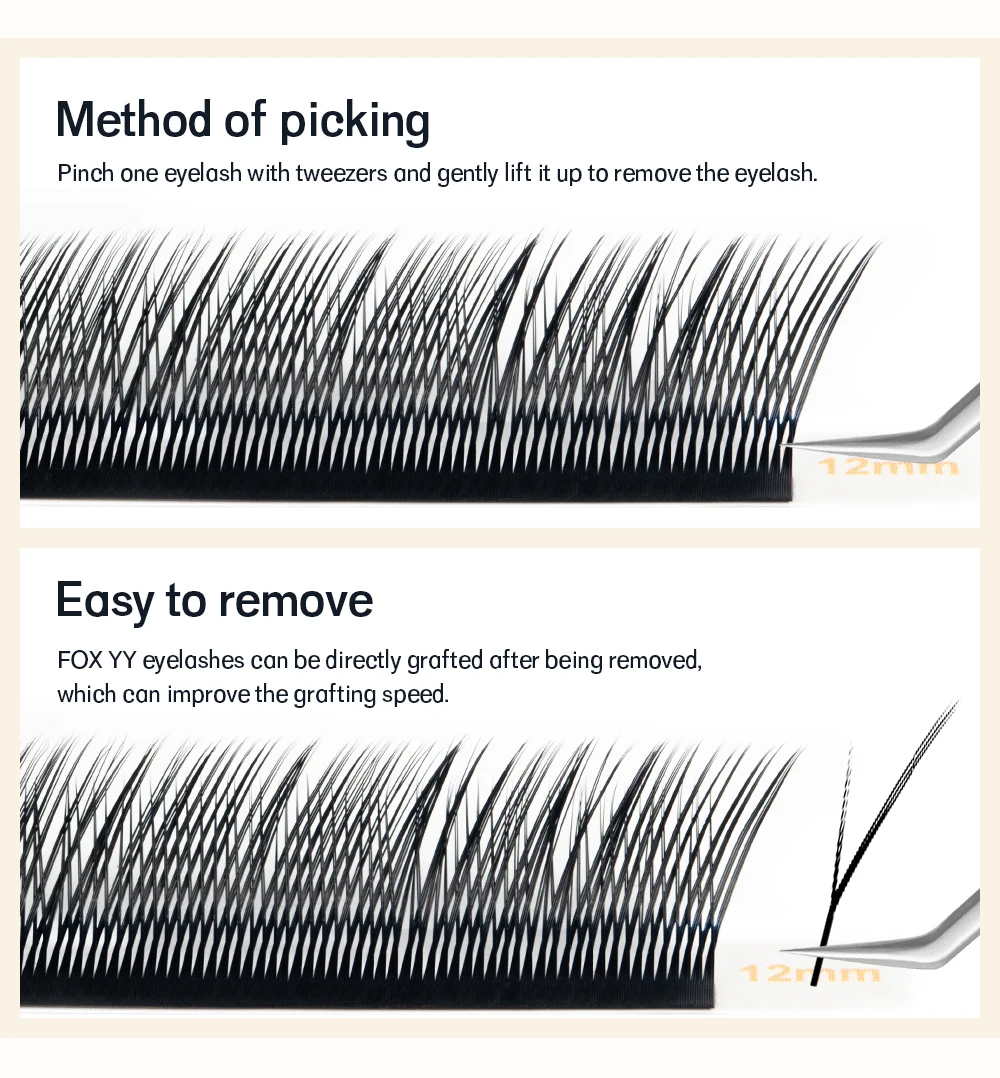 NATUHANA Fox YY-förmige Wimpernverlängerung, mattschwarz, natürlich, weich, YY-Falsche Wimpern, vorgefertigte Volumen-Fächerwimpern für Make-up-Tools – Detail 7