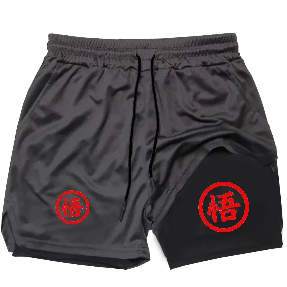 

Men's Shorts Dragon Ball Anime Printed Sports Quick-drying Women's Breathable Casual Two-in-one Sports Running Pants 2025 Summer