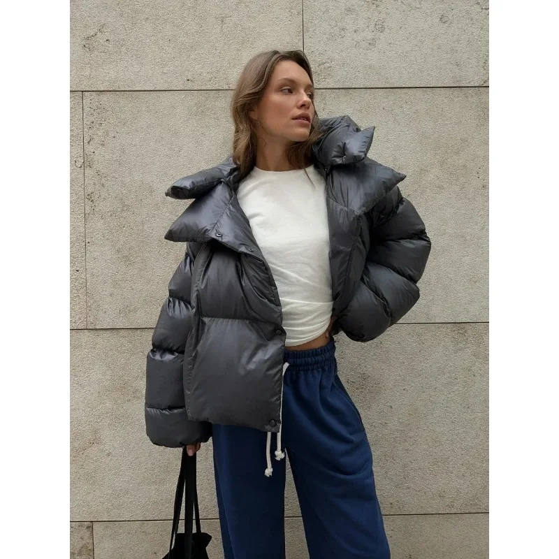 

Winter Warm Cotton Puffer Jackets Women's Loose Parkas Coat Vintage Bread Jacket Outwear Office Ladies Quilted Jacket
