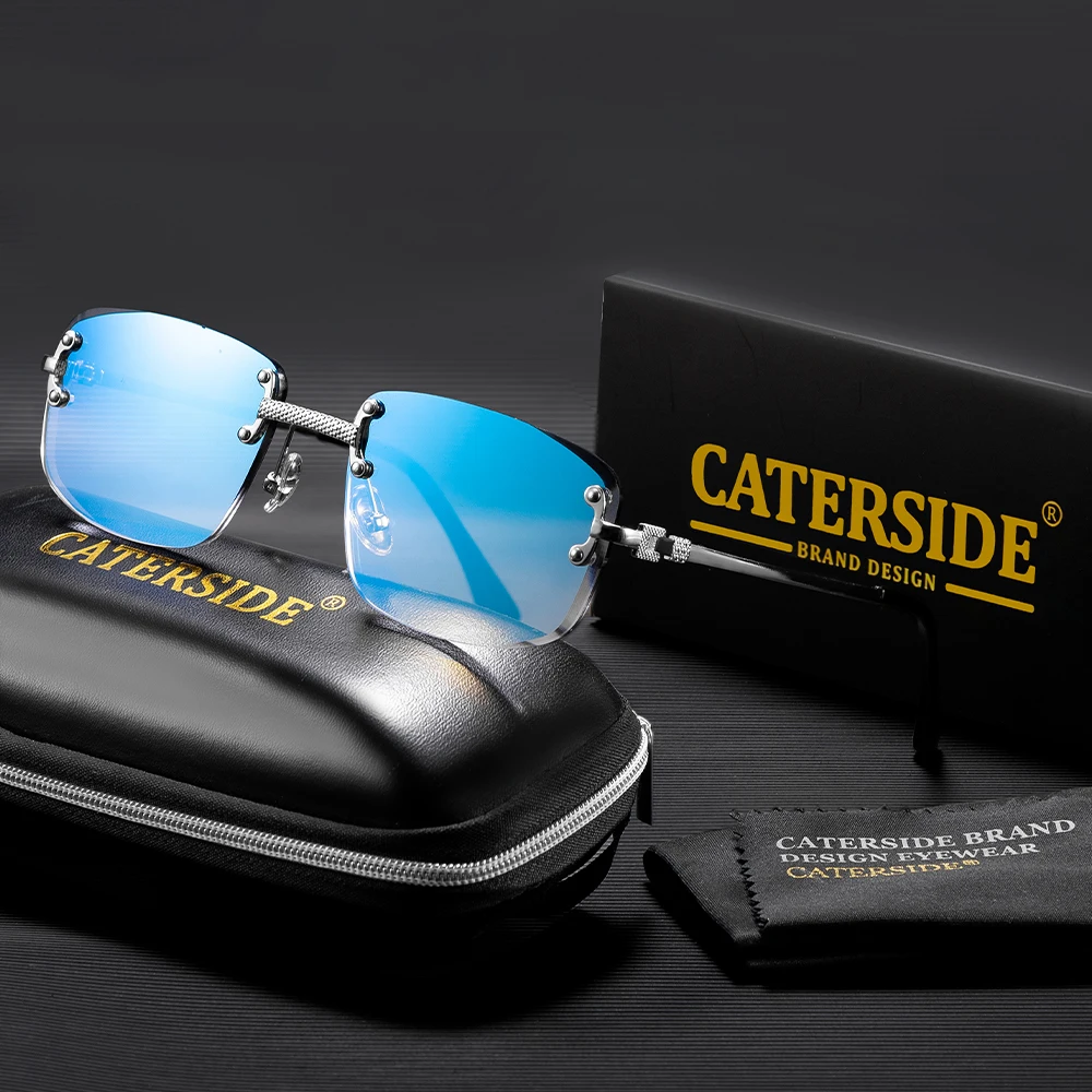 CATERSIDE Mode Rahmenlose Sonnenbrille Männer Frauen Luxuriöse Party Im Freien Sonnenbrille Metall Rahmen Spiegel Gradienten Objektiv Brillen – Detail 1