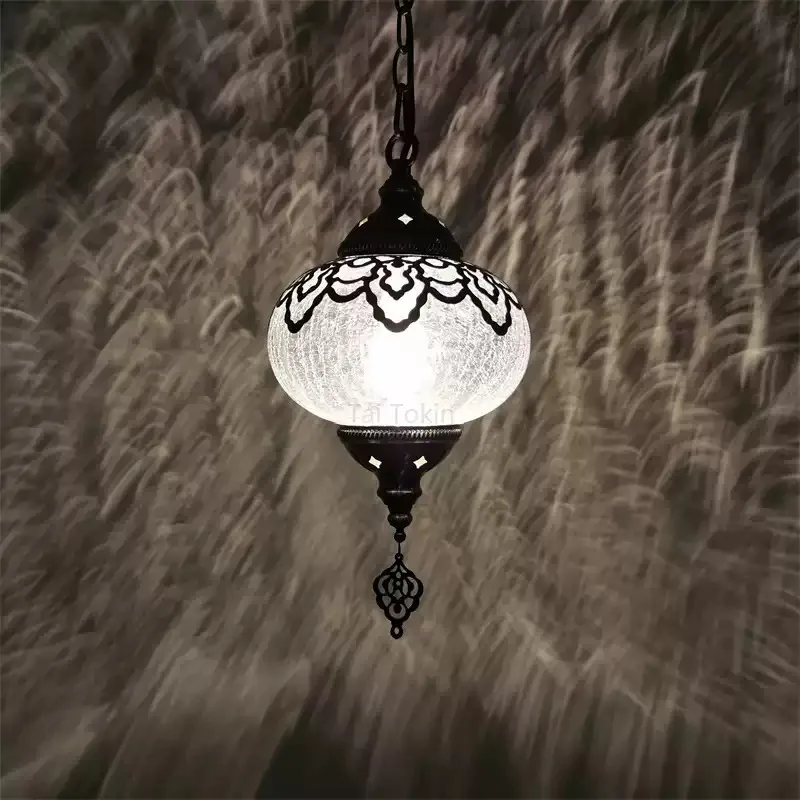 Everbright Store Bedroom Single Head Chandelier Specialty Restaurant Turkish Exotic Handmade Ice Cracked Glass Chandelier
