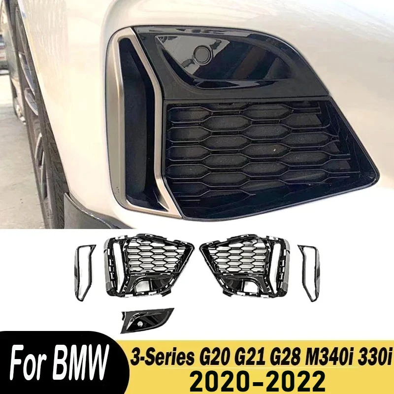 

Для BMW 3-й серии G20 G21 G28 M340i 330i 2020 2021 2022: Накладка на решетку переднего бампера, боковая вентиляционная решетка, рамка воздухозаборника