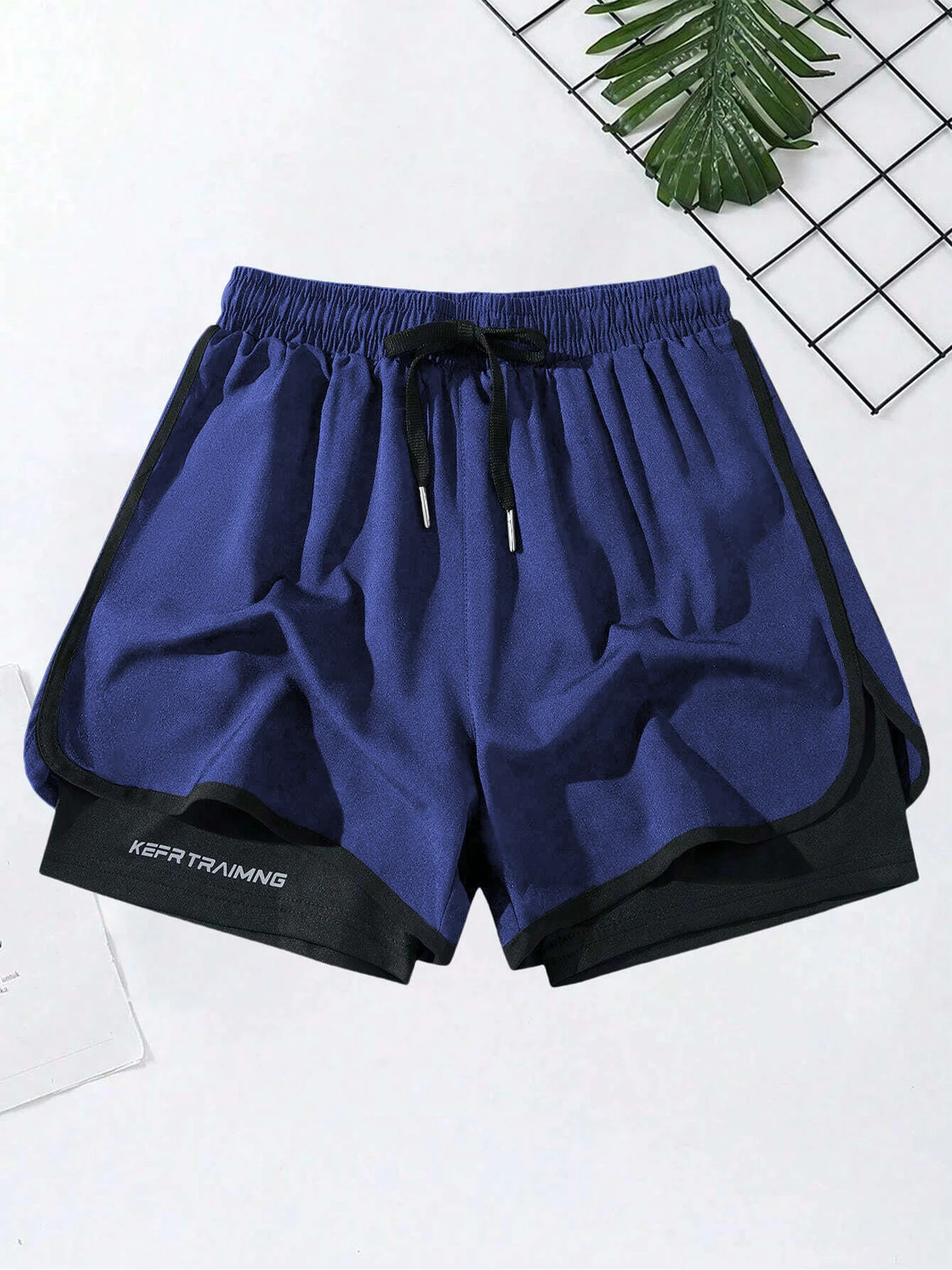 Men's running shorts 2-in-1 double-layer sports shorts, gym fitness shorts, training jogging shorts