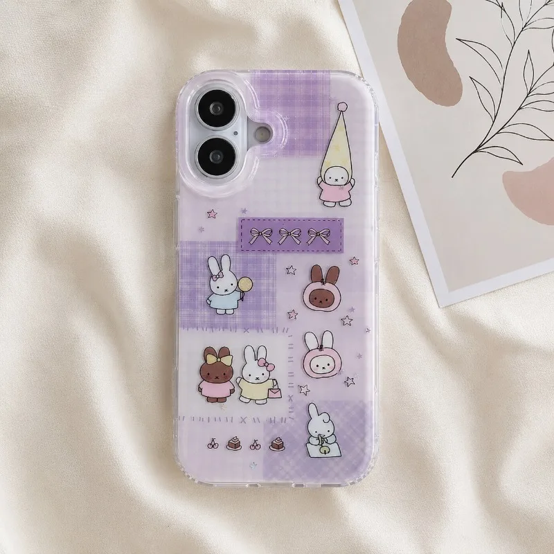 Kawaii Miffy Jelly Phone Case for IPhone 17 16 14 13 12 11 Pro Purple Character Design Protective Back Cover Mobile Phone Shell view 3