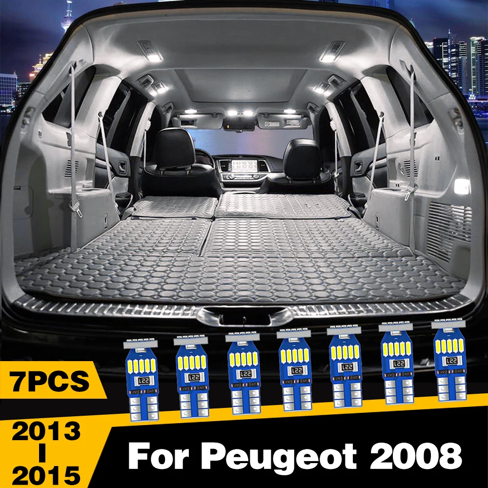 

7 Pcs LED Highlight Car Interior Dome Reading Light Roof Lamp Accessories For Peugeot 2008 2013 2014 2015