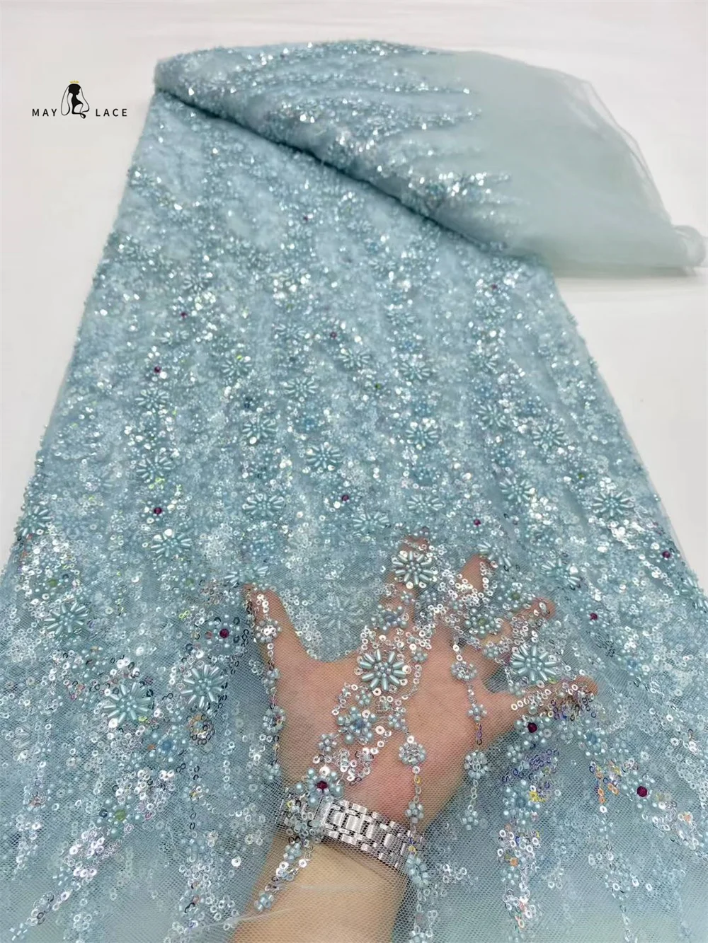 

Новейшее африканское вышитое тюлевое кружевное платье с роскошными бусинами 2025, высокое качество, роскошное кружевное вечернее платье с блестками