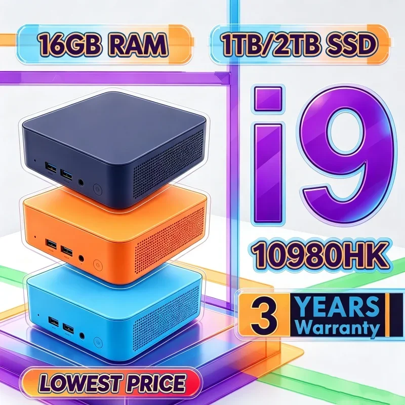 NEW Intel I9‑10980HK Portable Mini PC Computer Windows 11 16GB 1/2TB SSD Solid Gaming Computer WiFi 6 Office Mini Desktop