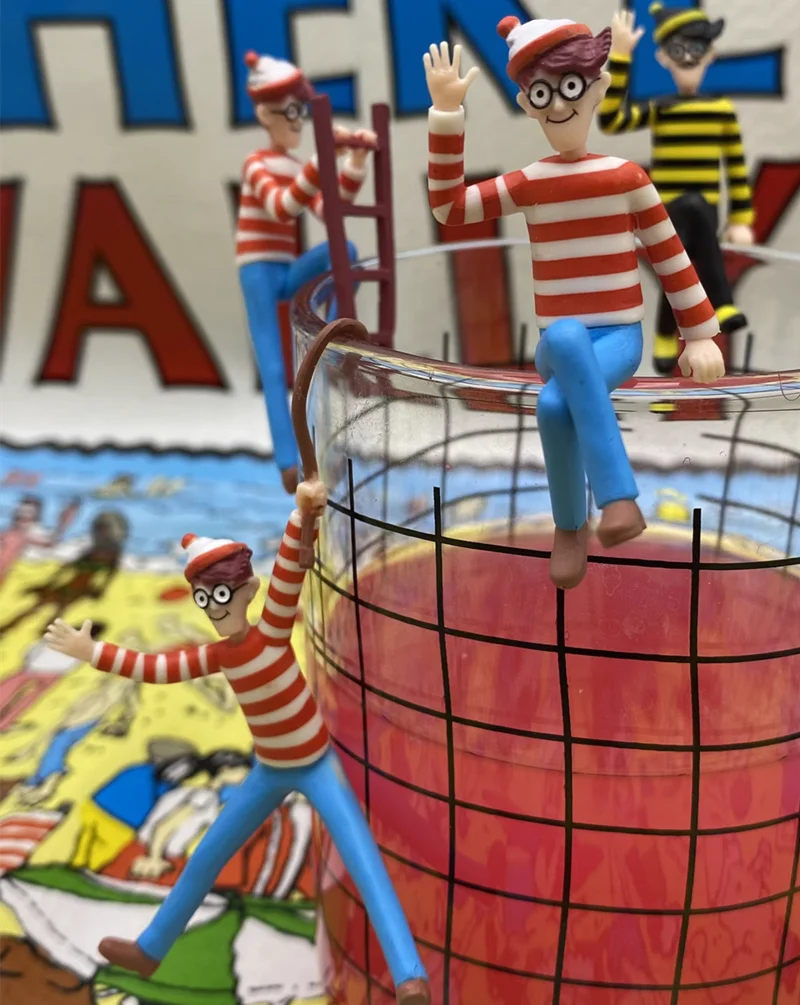 3-4cm cartoon where is wally Figure cup doll kid PVC collection model toy
