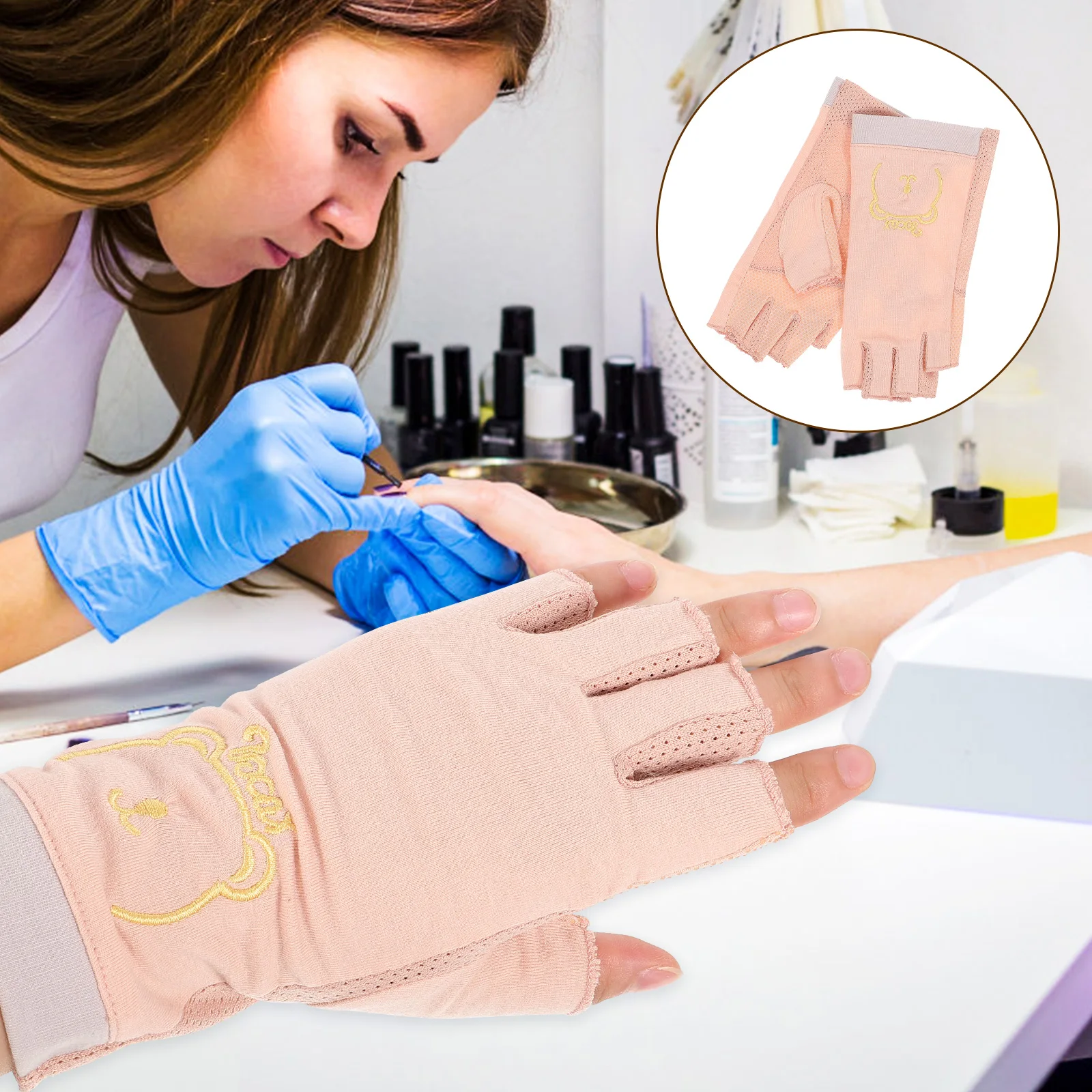 

1pcs 1 Pair Fingerless Anti Uv Manicure Gloves For Gel Nail Lamp Durable Uv Resistant Gloves For Women Nail Art Supplies Salon