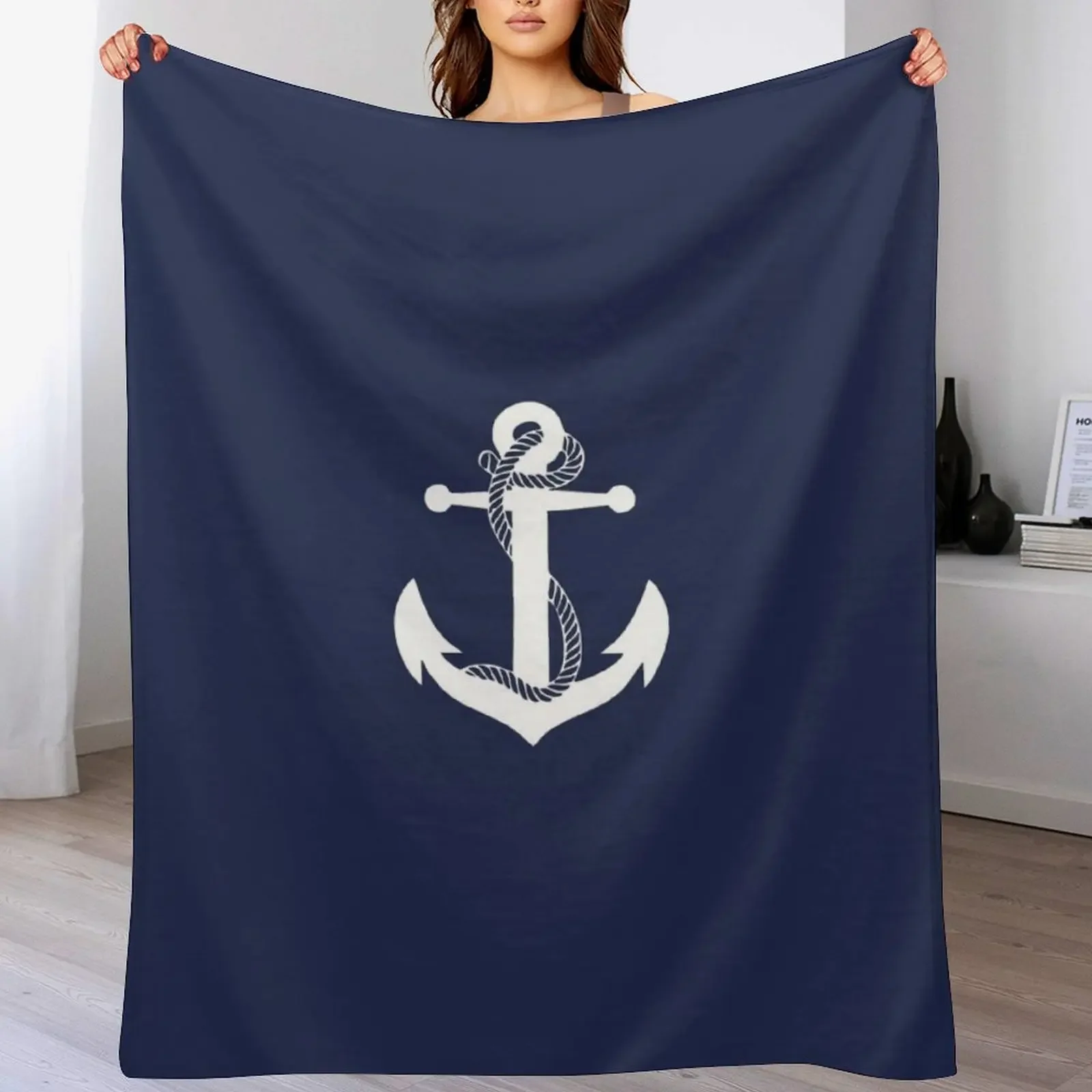 

Anchor White Throw Blanket Travel Size Cozy Blanket for Plane Train