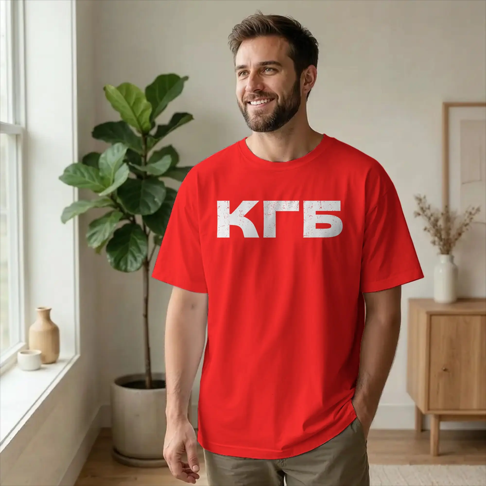 Men's T-Shirts KGB CCCP Soviet Union USSR Vintage Cotton Tees Short Sleeve Communism T Shirt Round Neck Tops Graphic Printed